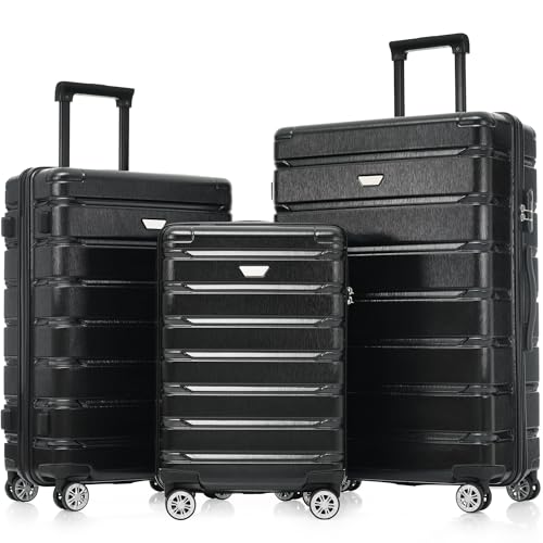 Durable Hardshell Luggage Set - 3 Piece ABS+PC Travel Suitcase with 360° Wheels for Men and Women (20/24/28 Inch)