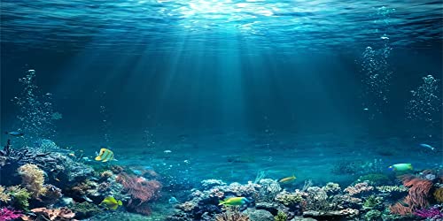 Yeele Fotohintergrund Unterwasser-Motiv 2,4 X 1,8 M – Mit Muscheln, Seesternen, Meerjungfrau, Für Babyparty & Fotografie