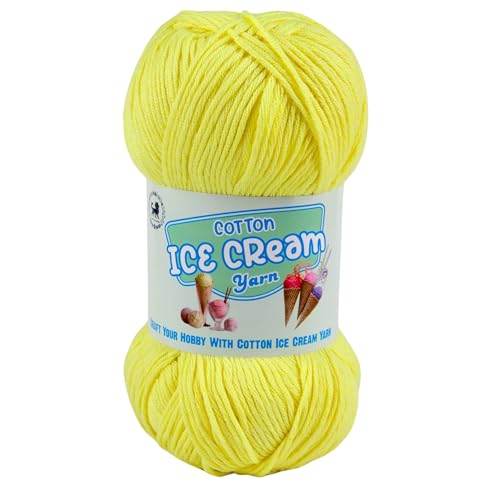 Image of NESTNHAVEN Cotton Ice Cream Yarn - (100g, 250m)- Luxury Yarn for Amigurumi, Embroidery, Toys, Garments, Flowers and Hobby Projects (Neon Yellow)