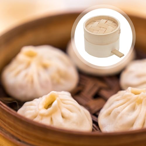 FUNOMOCYA Mini Bamboo Steamer Basket with Cover and Handle 3.5 Inch Round Dim Sum Steamer for Dumplings Buns Home Kitchen Cooking by FUNOMOCYA - Used condition - Image 2