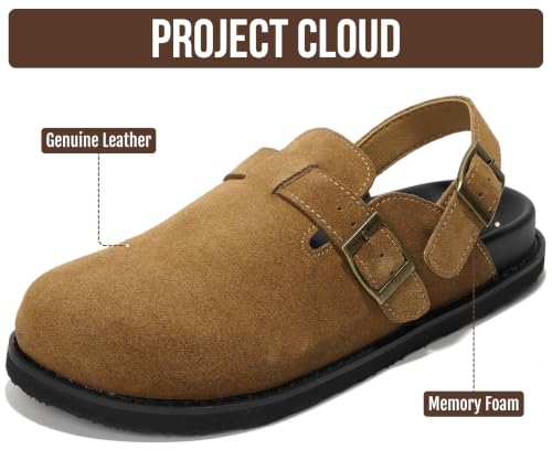 Image of Project Cloud 100% Genuine Leather Footbed Clogs for Women - Memory Foam Arch Support Slippers for Women - Trendy Slip-ons Women's Mules & Clogs Sandals