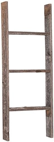 BarnwoodUSA Rustic Farmhouse Blanket Ladder - Our 3 ft Ladder can be Mounted Horizontally or Vertically and is Crafted from 100% Recycled and Reclaimed Wood | No Assembly Required | Weathered Gray