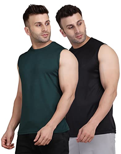 Image of Men's Regular Fit Sleeveless T-Shirt (Pack of 2)