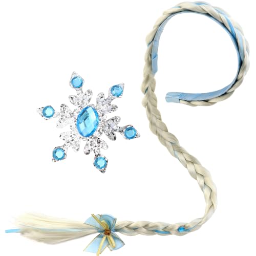 1 Pack Girls Costume Wig Princess Dress up Braided Wigs Polyester Wig with Braid Long Hair Princess Rapunzel Hairpiece Long Hair Headbands Costume Accessories for Girls