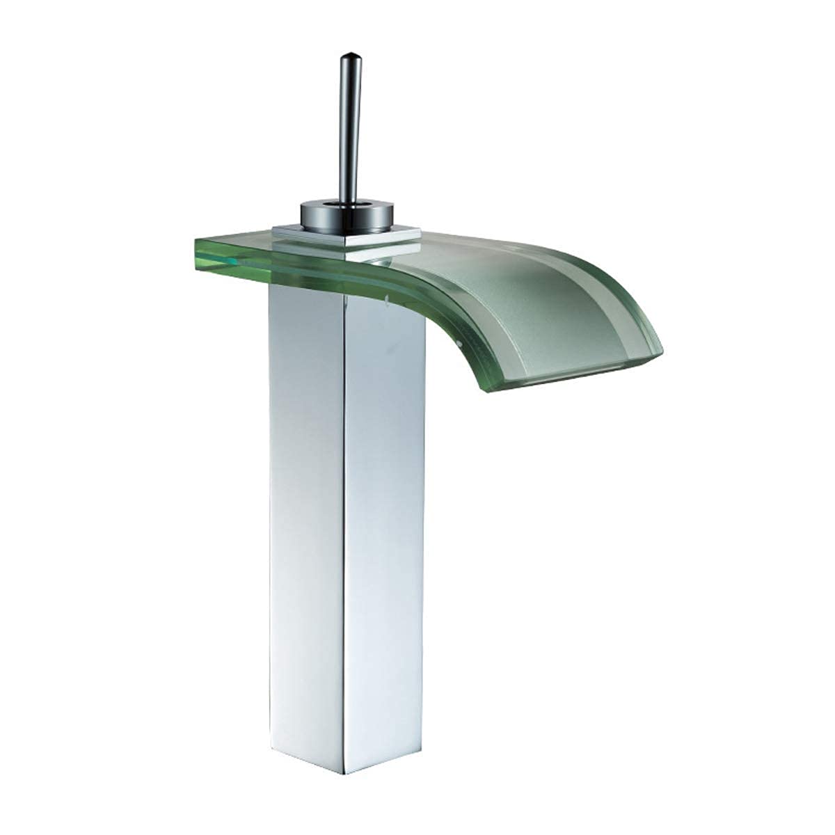 Robinetterie de lavabo cascade en verre moderne et mitigeur en cuivre chromé pour salle de bain