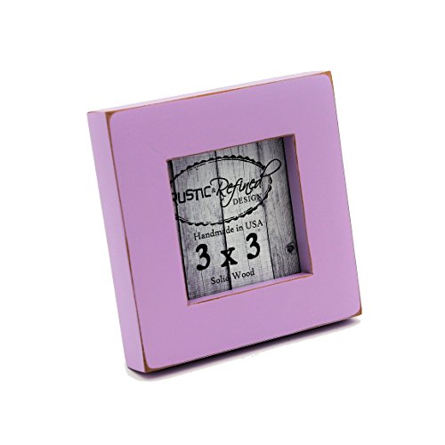Rustic and Refined Design 3x3 Solid Wood Made in USA Picture Frame with 1 Inch Border (Gallery Collection) - Lavender