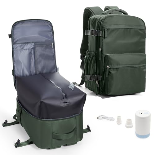 Zaino da Viaggio Grande Zaino Sottovuoto Con Pompa Donna da Escursionismo Sportivo da Esterno impermeabile Zaino Casual Laptop da 15.6 Pollici Borsa da Viaggio Uomo Verde