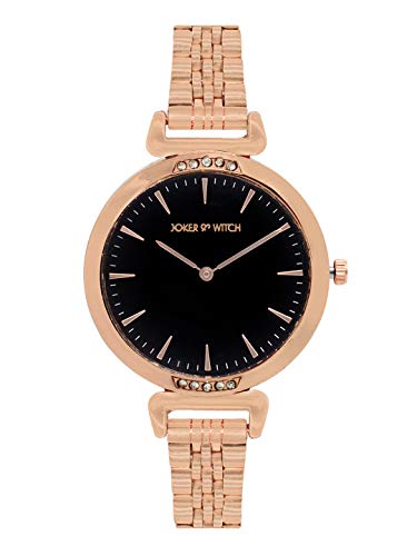 Image of Joker & Witch Stainless Steel Unisex Fitz & Olivia Couple Analog Watch Gift Set For Men And Women, Dial Black, Band Brown