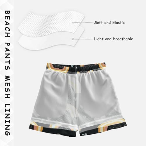 Pigsaly Boys Swim Trunks Cute Rainbows and Hearts Boys Board Shorts Swimsuit Swimwear Summer Bathing Suit 4T4