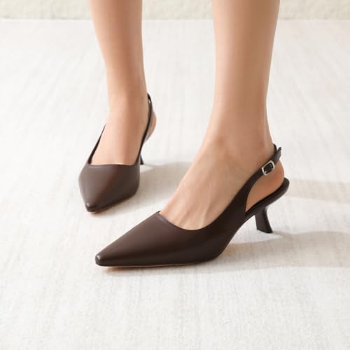 Image of RIBONGZ Sexy Slingback Pumps Elegant Dressy Heels for Women Closed Toe Pointy High Heels Wedding Bride Prom Party Evening Shoes