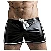WXZZ Heren driepunts shorts van PU-kunstleer sexy korte broek boxershorts bermuda shorts mannen ondergoed