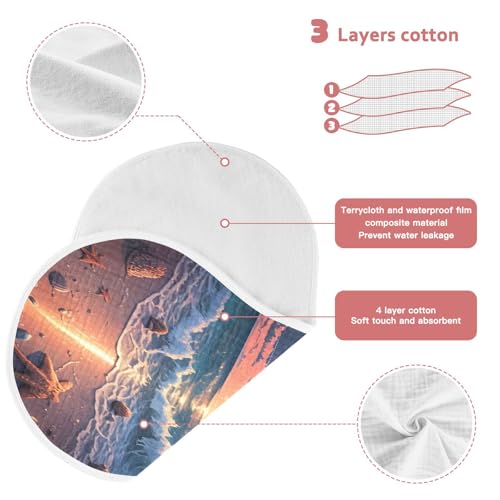 J JOYSAY Beach Sunset Orange Baby Burp Cloths for Boys Girls Large 22''x11'' Cotton 4 Layer Baby Spit-Up Rags for Girl Drool one sizex23