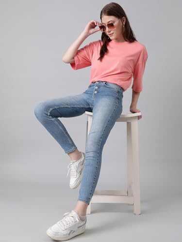 Image of KOTTY Women's Cotton Blend Solid Oversized T-Shirts