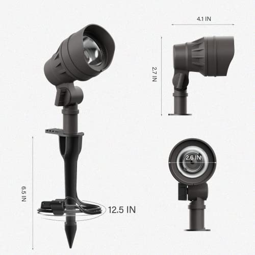 Goodsman Landscape Lighting 2Pk Low Voltage Landscape Lights Led Low Voltage Landscape Spotlights 4.5W 205 Lumen Floodlights With Cable Connectors Metal Stakes 9127-96603-02A Black #TOP5
