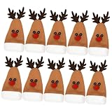 GRIRIW 10 Unidades Unidades Bolsas para Cubiertos con Diseño de Alce para Decoración Navideña de Mesa y Cubiertas para Botellas de Vino Compacto Accesorio Ligero para Cenas Festivas
