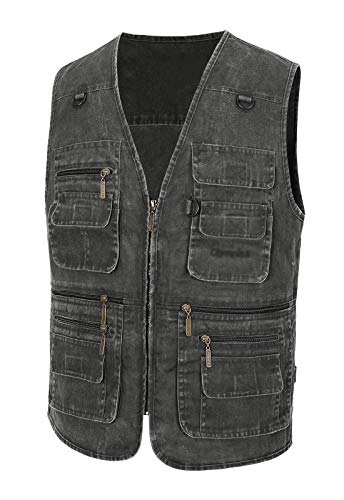 Image of Spanye Mens Safari Travel Photo Vest Outdoor Fishing Multi Pocket Jacket Beige