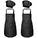4 Pièces Noir Tablier Enfant et Chapeau de Chef Set, Bambin Tabliers avec Poches pour Garçons Filles, Tablier de Cuisine Jardin, Tabliers de Chef Cuisson Pour Peinture L'artisanat (M pour 3-6 Ans)