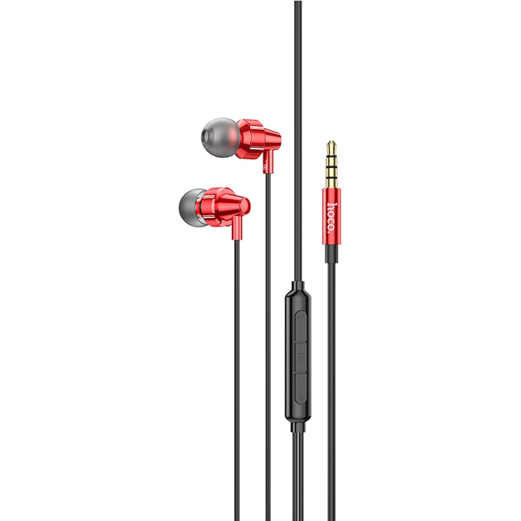 Hoco M90 - Delight Universal Wire-Controlled Earphones With Microphone, Plug: 3.5mm, Length: 1.2m, Speaker: 10mm, Compabitle With iPhone Samsung Xiaomi OnePlus Oppo - Aurora red