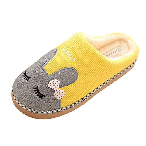 Dorical Despeje Mujeres Zapatos de algodonZapatillas de casa de Invierno Zapatillas de Piso Antideslizantes de Dibujos Animados Antideslizantes en el Interior(Amarillo,36-37 EU)