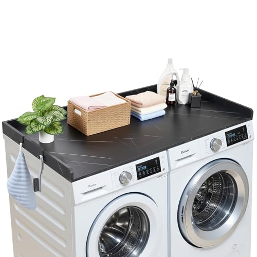 VEVOR Comptoir pour Lave Linge et Sèche Linge 137x69,9 cm, Plan de Travail pour Machine à Laver Imperméable, pour Rangement Aménagement Buanderie Placard...