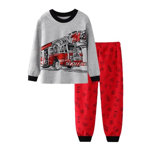 Generisch 2025 Pijamas Animales Algodón Niños 2 Piezas Pijama Manga Larga Ropa de Dormir Conjunto de Ropa Conjuntos de Sudadera, gris, 4-5 años