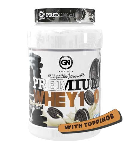GN Nutrition Premium Whey 100% 1Kg | Sabor OREO CHOCO BLANCO Con TOPPINGS | Proteína de Suero de Calidad | Ideal para Crecimiento Muscular y Recuperación Rápida