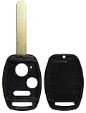 qualitykeylessplus Replacement Remote Head Key 3 Button Case and Blade for Honda