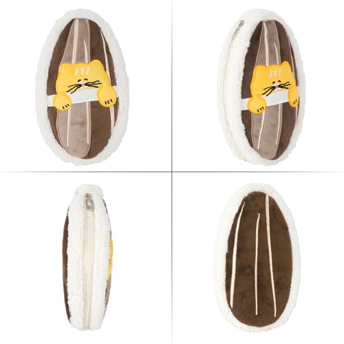 Image of Minache Women Sunflower Seeds Plush Stationery Pouch Pen Pencil Case Ladies Cosmetic Bag