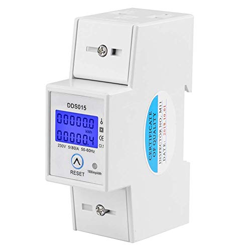 Tyenaza Contador de Energía Digital, 5 80A 230V 50Hz DDS015 Digital Reinicio Retroiluminado MonofáSico Medidor de EnergíA EléCtrica, Digital Contador Electrico, para Uso Doméstico/Industrial