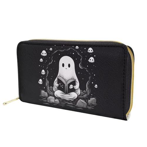 Xhuibop Halloween Cute Ghost Women Wallets Rfid Blocking Teen Girls Holiday Gifts Long Wallet with Zipper Leather Cash Storage Largge Capacity Card Holder Ladies Clutch Purse3