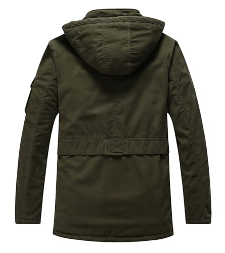 Image of L'MONTE Men's Imported Heavy-Duty Winter Jacket - 100% Cotton Coat with Fleece Lining, Detachable Hood & Multiple Pockets - Windproof, Warm, Stylish for Outdoor & Casual Winter Wear