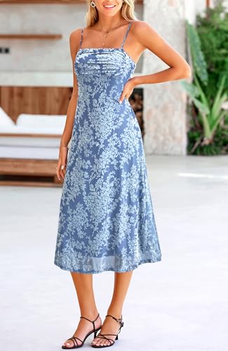 Image of BTFBM Women's Summer Dress Sleeveless Spaghetti Strap Midi Dress Sexy Cowl Neck Floral Cocktail Dress Party Dresses