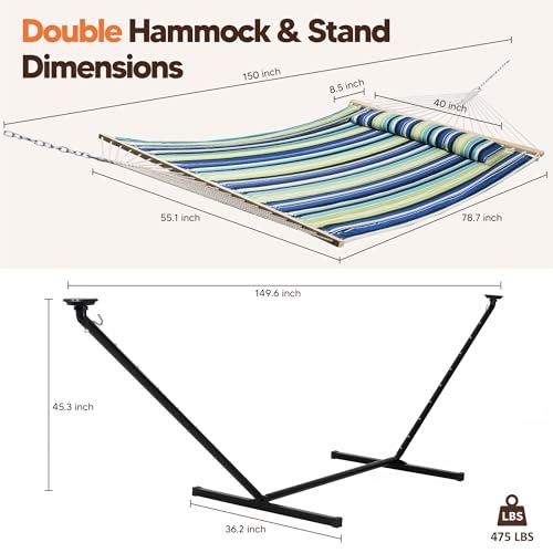 Image of SUNCREAT Hammocks Stand Alone Hammock with Solar Powered Lights, Portable Standing Hammock, Green