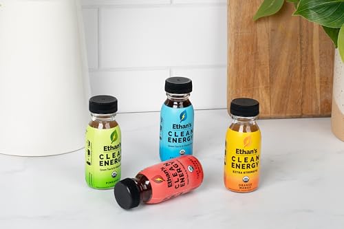 Image of Ethan's Organic Clean Energy Shots Variety Pack, 24 Pack of 2oz | 150-200mg Caffeine | 4 Organic Flavors | Green Tea, Guayusa, Lion's Mane & Cordyceps | Sugar-Free, Vegan, Gluten-Free, USDA Organic