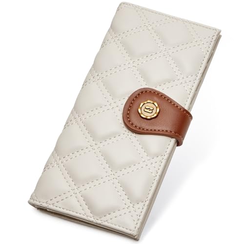 Slim Wallet Women Soft Leather RFID Blocking Credit Card Holder Bifold Thin Wallet with Zipper Coin Pocket White