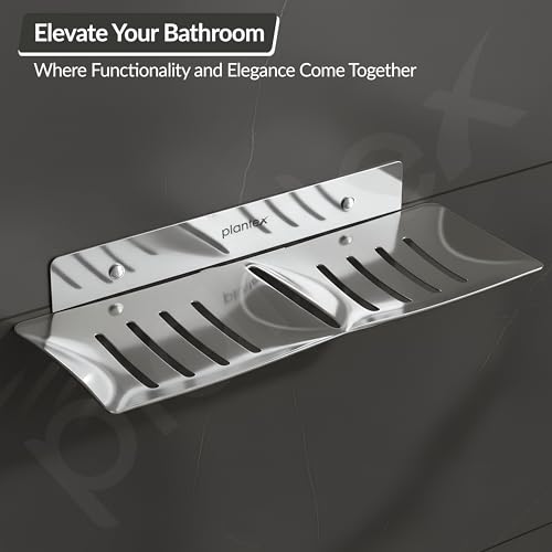 Image of Plantex Stainless Steel Double Soap Dish /Soap Holder for Bathroom /Wall Mounted Soap Holder /Bathroom Accessories - (Chrome)