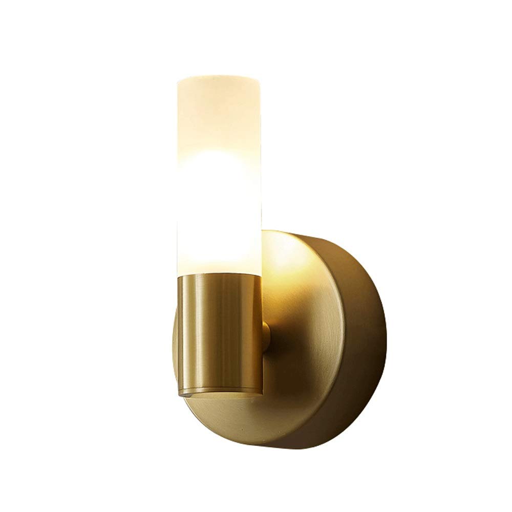 JKJZSALJ Led Brass Wall Sconce Modern Wall Lamp Geometric Metal Wall Light With Acrylic Lampshade Modern Wall Lighting Fixtures Copper Headboard Lamps For Living Room,1W/4W,1W,1w