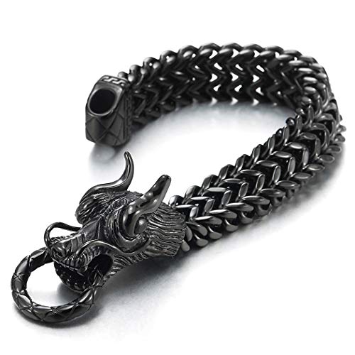 Pulsera para hombre de acero inoxidable con diseño de dragón 8.5 pulgadas miniatura 1