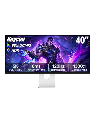 Image of P40K 40'' UHD 5K (5120 x 2160) 120Hz Gaming Monitor, IPS Panel, 10-Bit Color, 99% sRGB, 98% DCI-P3, HDR, 1300:1 Contrast, Eye Care, Anti-Glare (Honeycomb - with Stand)