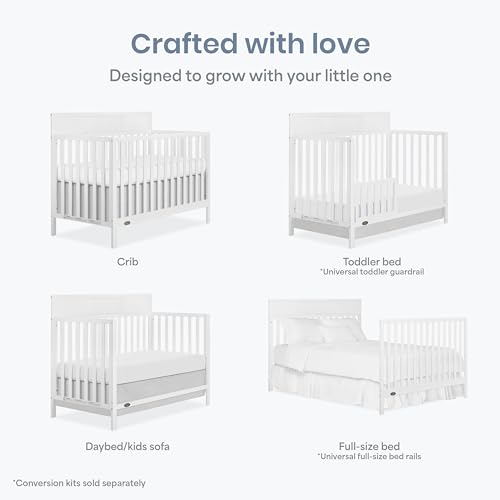 Image of Dream On Me Ivy 5-in-1 Convertible Full-Size Baby Crib in White, GreenGuard Gold & JPMA Certified, 3 Mattress Heights, Converts to Toddler, Day & Full-Size Bed, Safe & Stylish Nursery