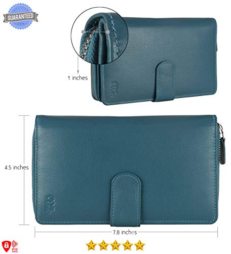 Image of Big Fat RFID Blocking Leather Organizer Checkbook Wallets For Women - Clutch