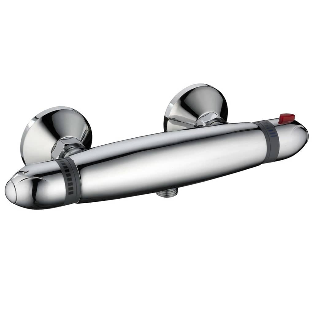 SCHÜTTE 52435 SUPRA Duschthermostat, Thermostatarmatur Dusche, Thermostat-Brausebatterie mit Sicherheitssperre, Mischbatterie Bad, Brausethermostat, Chrom