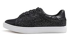 Black Glitter Laceup 1405