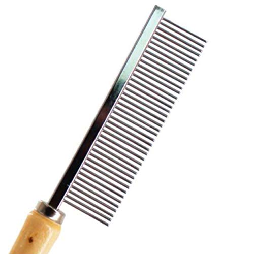 PET Grooming Comb Metal Double And Single Row Wooden Handle For Dogs Cats, Brown, Silver, 17 x 3 cm - Image 3