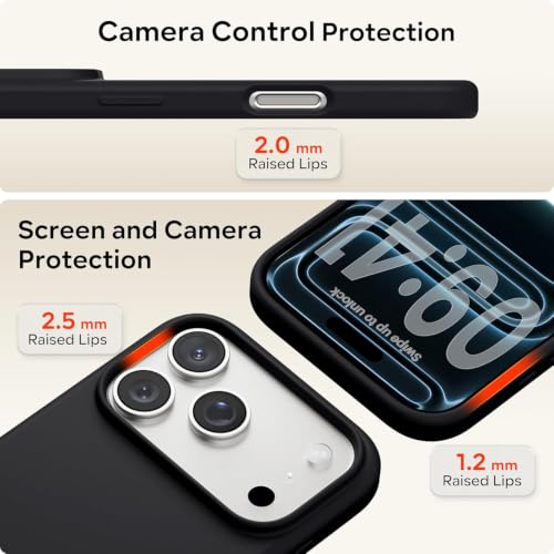 Image of DIZORO Compatible with (iPhone 18 Pro Max Case)(2026), Liquid Silicone 3 Layers Full Covered Soft Gel Rubber Phone Case,Shockproof Protective Cover with Anti-Scratch Microfiber Lining-Black
