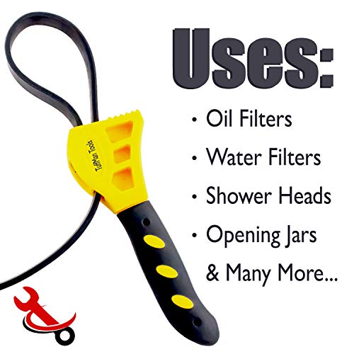 Oil Filter Wrench Set - 2pcs, Use as Jar Opener, Pipe Wrench, Rubber Strap Wrenches Used by Mechanics, Plumbers