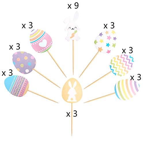 Easter Cupcake Topper Bunny Cupcake Toppers Easter Egg Cupcake Topper Rabbit Easter Party Cake Topper Decorations (30Pcs) #TOP2