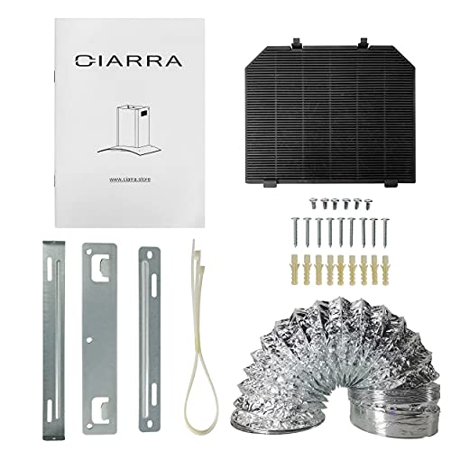 CIARRA-ASS9506-Campana-Extractora-Cristal-90cm-650mh-210W3-Velocidad-de-ExtraccionEvacuacion-al-Exterior-y-Recirculacion-Interna-por-Filtro-de-Carbon-CBCF004-Acero-Inoxidable