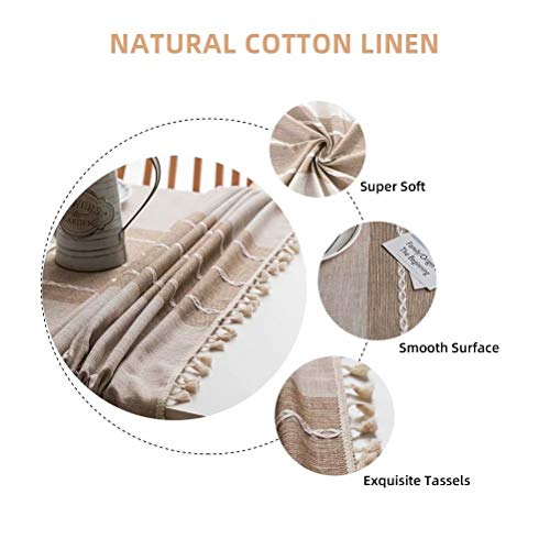 Deep Dream Tablecloths, Stitching Tassel Table Cloth, Linens Wrinkle Free Anti-Fading,Table Cover Decoration For Kitchen Dinning Christmas (Rectangle/Oblong, 55''X86'',6-8 Seats, Light Coffee) #TOP2