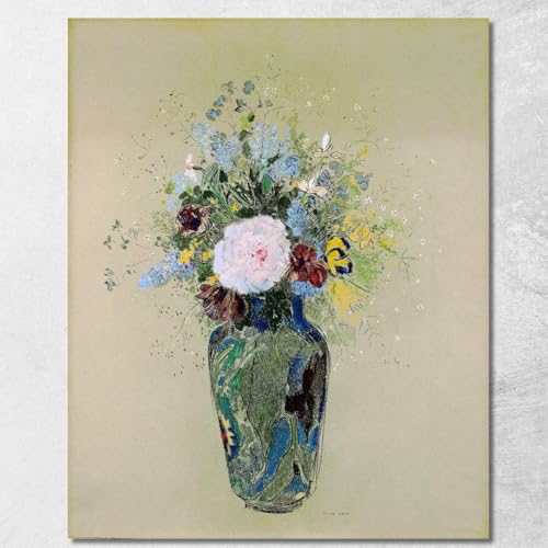 Pot de fleurs 4 Odilon Redon grand tableau encadré prêt à suspendre ord88